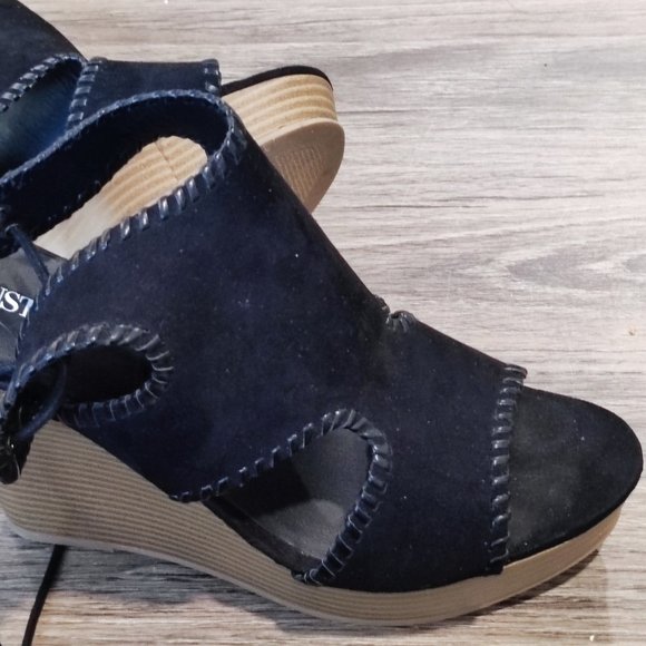 Just Fab Margie suede sandals black women's size 8 - Picture 4 of 11